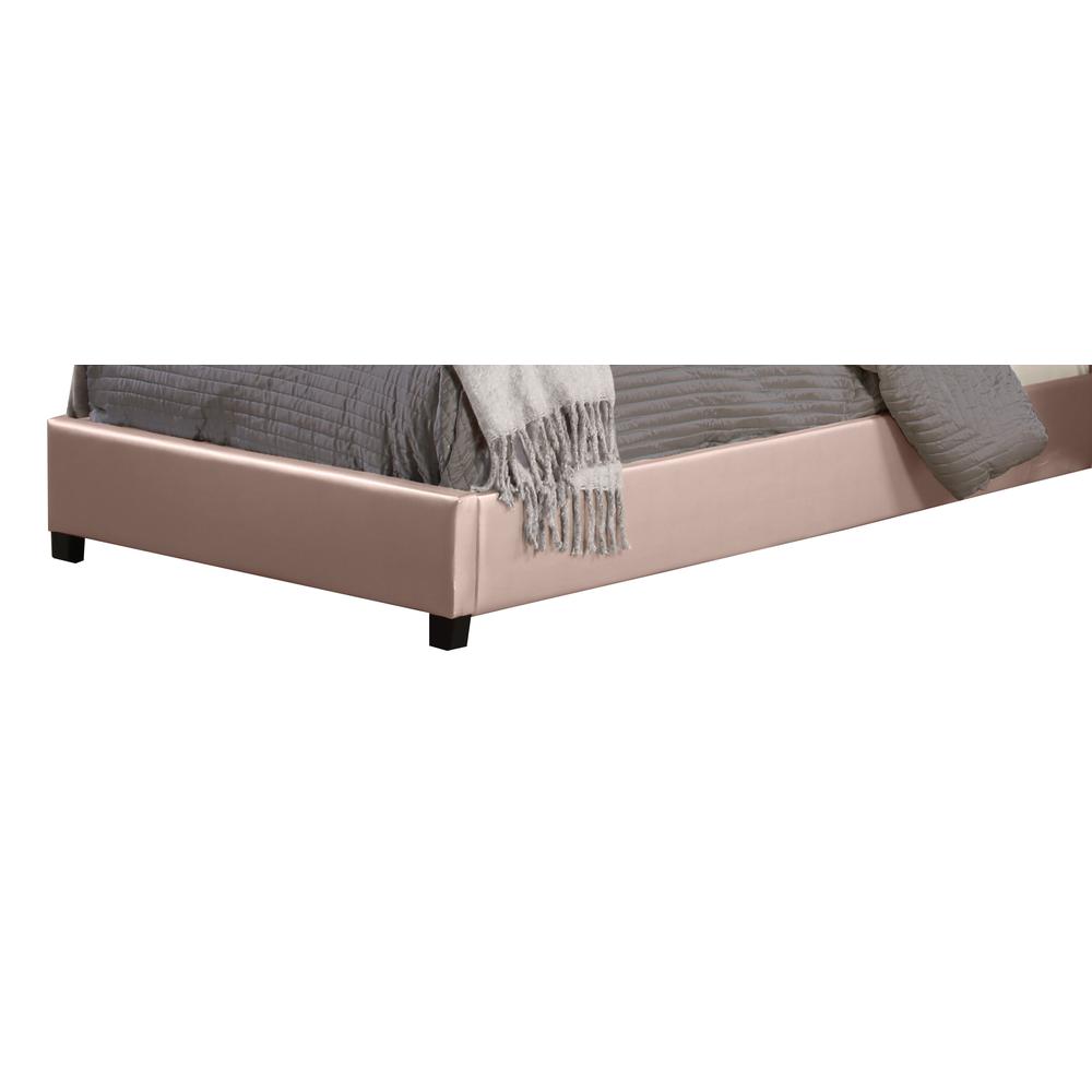 Karley Twin Upholstered Footboard and Side Rails, Pink Faux Leather. Picture 1