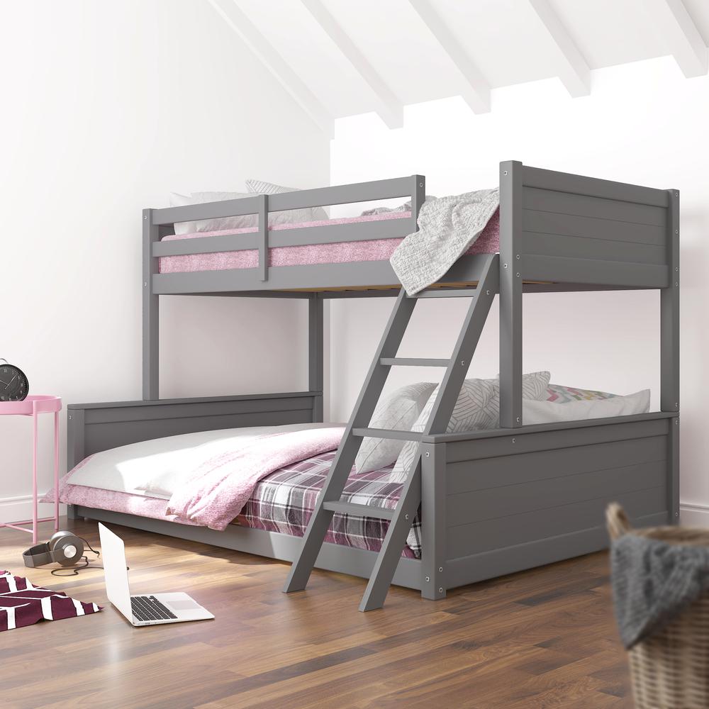 Living Essentials by Hillsdale Capri Wood Twin Over Full Bunk Bed, Gray. Picture 3
