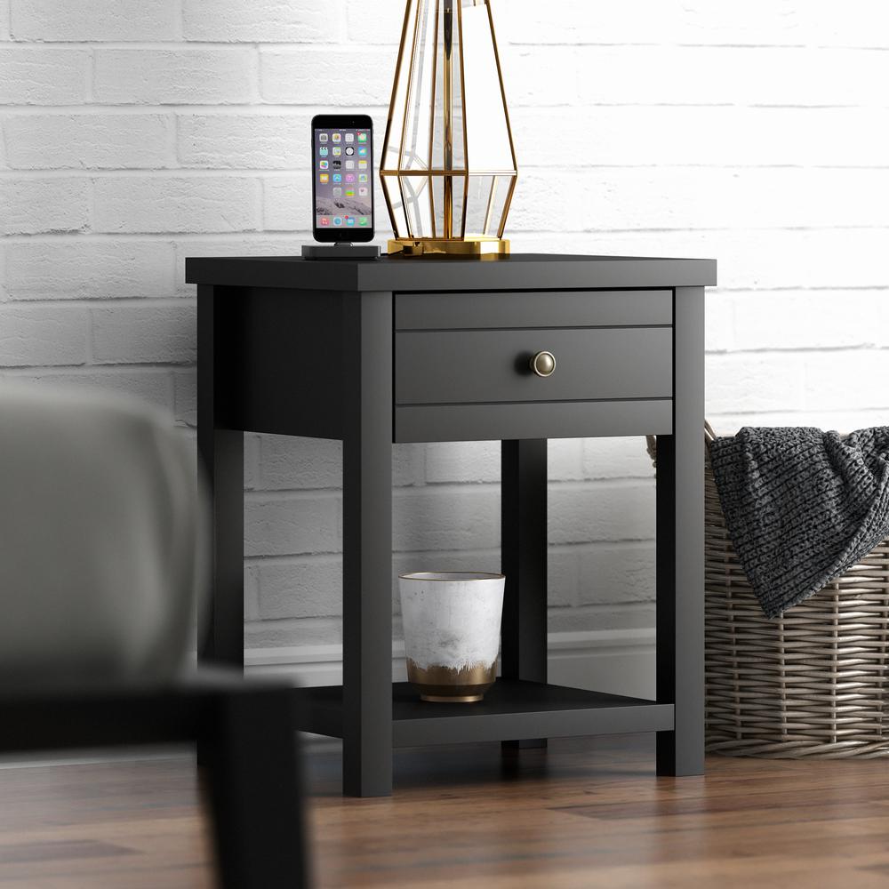 Living Essentials by Hillsdale Harmony Wood Accent Table, Matte Black. Picture 3
