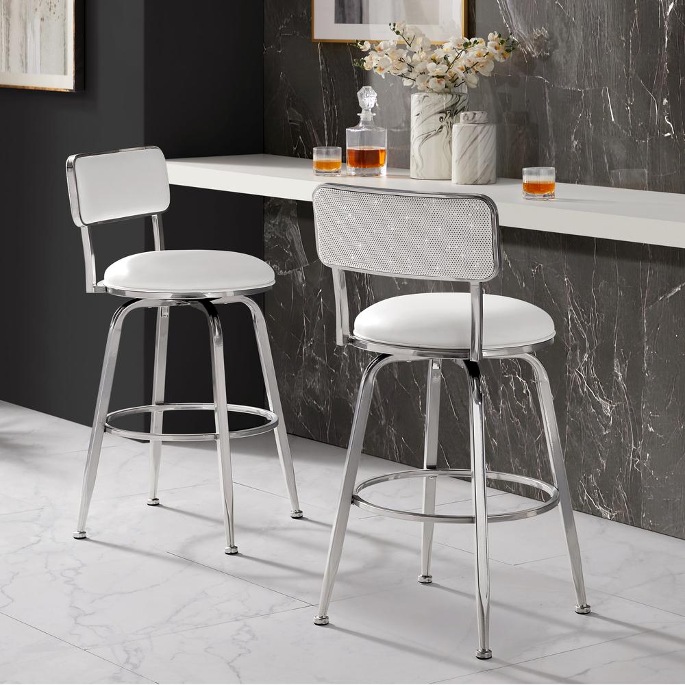 Hillsdale Furniture Baltimore Metal and Upholstered Swivel Bar Height Stool, Chrome. Picture 4