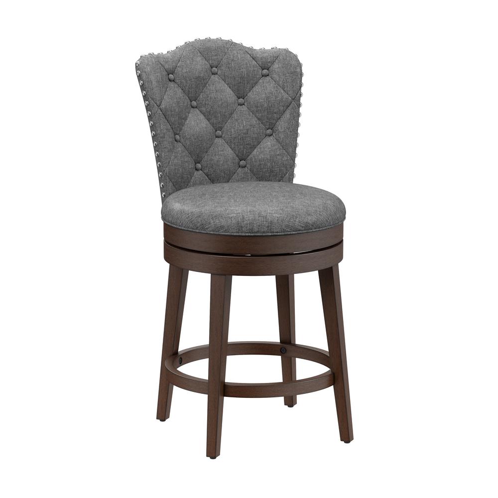 Hillsdale Furniture Edenwood Wood Counter Height Swivel Stool, Chocolate with Smoke Gray Fabric. The main picture.