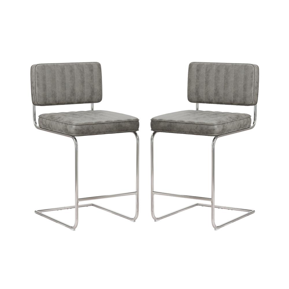 Breuer Metal Counter Height Stools, Set of 2, Gray. Picture 1