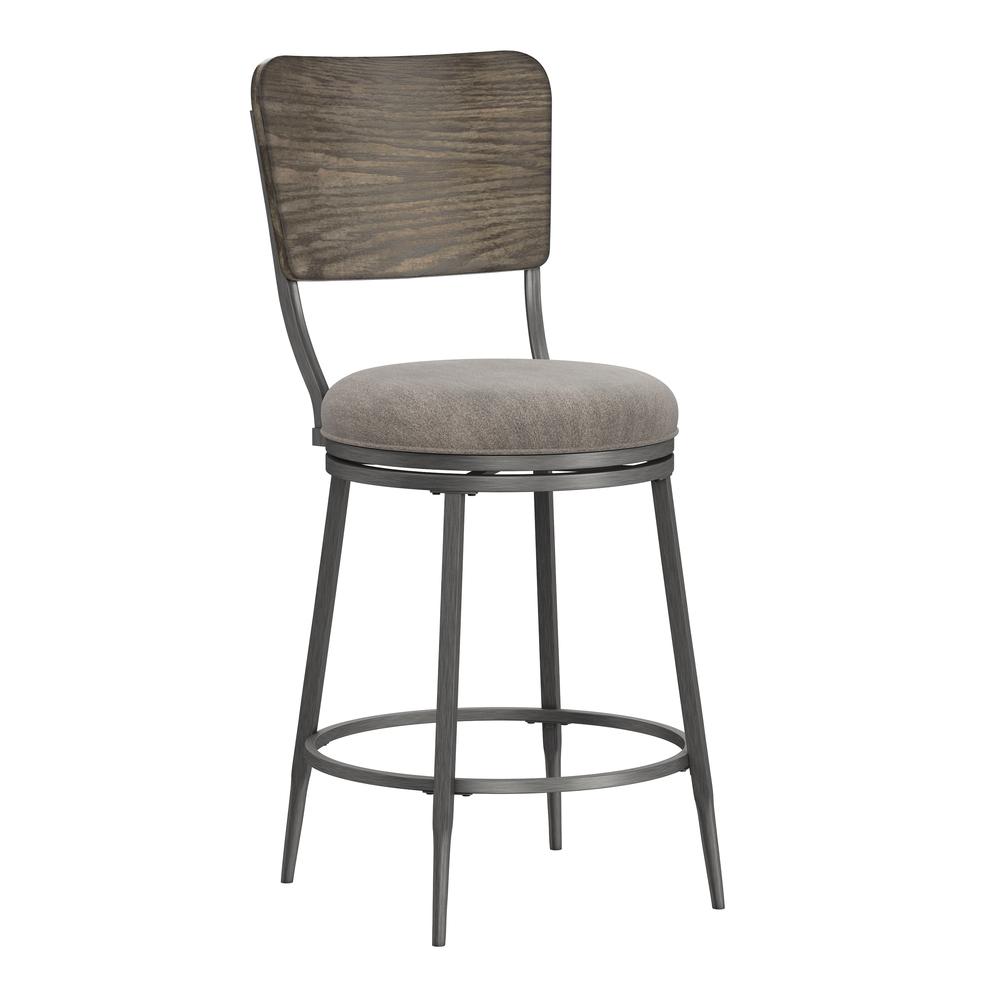 Garren Metal Counter Height Swivel Stool, Rubbed Pewter. Picture 1