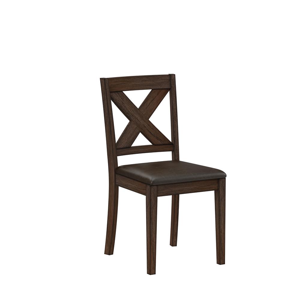 Spencer Wood X-Back Dining Chair, Set of 2, Dark Espresso Wire Brush. Picture 2
