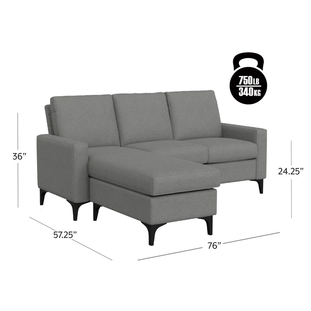 Matthew Upholstered Reversible Chaise Sectional, Smoke. Picture 8