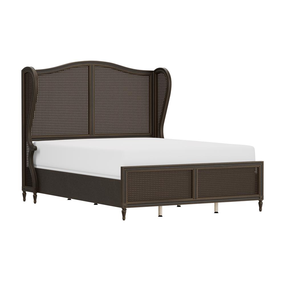 Sausalito Wood and Cane Queen Bed, Oiled Bronze. Picture 1