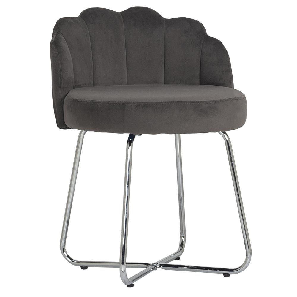 Hillsdale Furniture Catalina Metal Vanity Stool, Chrome with Dark Gray Fabric. The main picture.