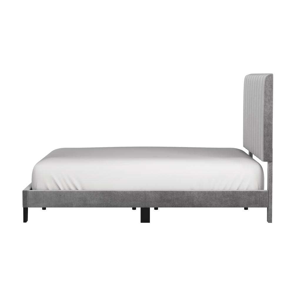 Crestone Upholstered Queen Platform Bed, Silver/Gray. Picture 5
