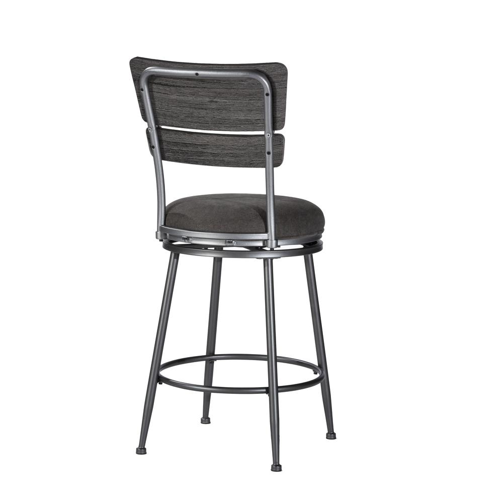Melange Metal Wood Back  Counter Height Swivel Stool, Charcoal. Picture 2