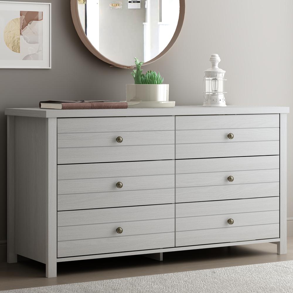 Living Essentials by Hillsdale Harmony Wood 6 Drawer Dresser, Gray. Picture 2