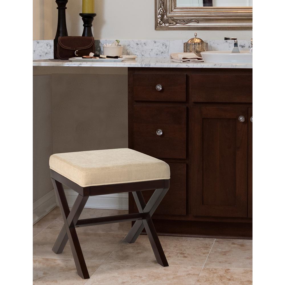 Morgan Upholstered Backless Vanity Stool, Espresso. Picture 3