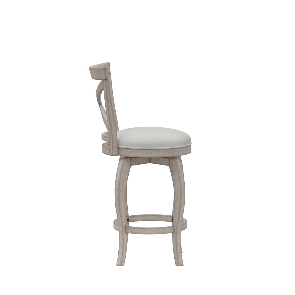 Ellendale Wood Counter Height Swivel Stool, Aged Gray with Fog Gray Fabric. Picture 3