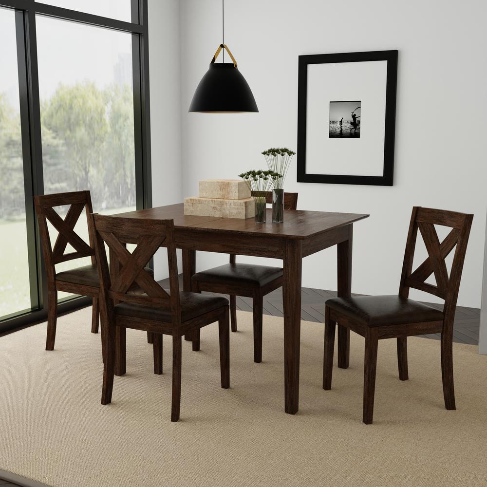 Spencer Wood 5 Piece Dining Set with X-Back Dining Chairs. Picture 12