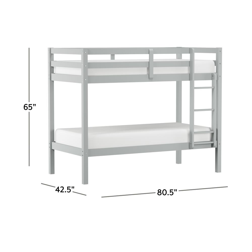 Hillsdale Kids and Teen Caspian Twin Over Twin Bunk Bed, Gray. Picture 7