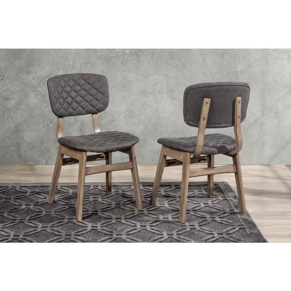 Modern Diamond Stitch Upholstered Dining Chair, Weathered Gray, Set Of 2. Picture 2