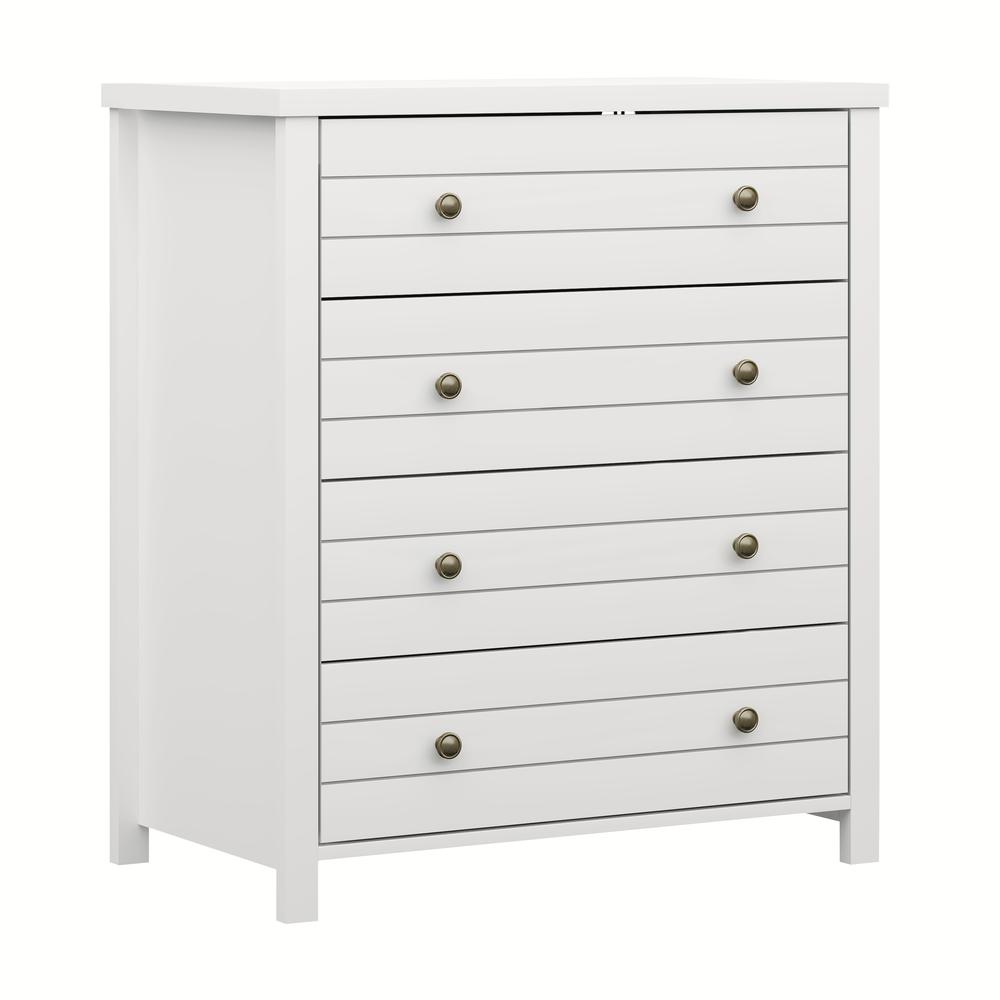Living Essentials by Hillsdale Harmony Wood 4 Drawer Chest, Matte White. Picture 1