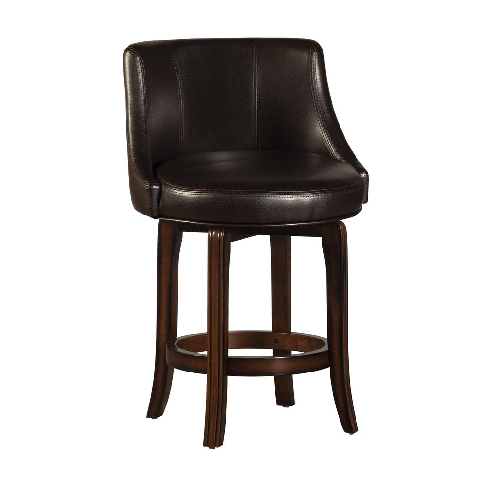 Napa Valley Wood Counter Height Swivel Stool, Dark Brown Cherry. Picture 1