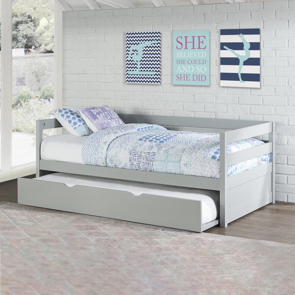 Hillsdale Kids and Teen Caspian Daybed with Trundle, Gray. Picture 12