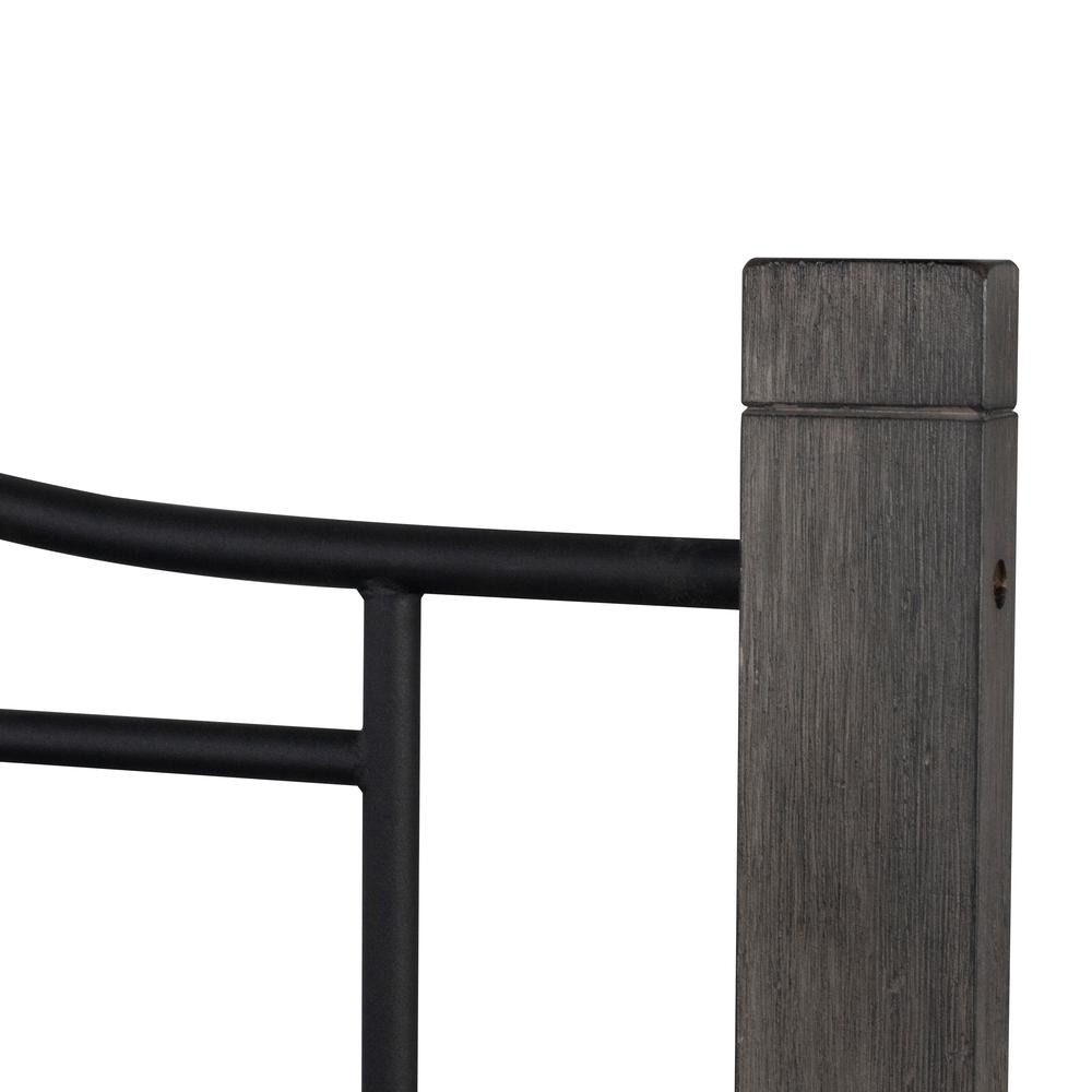 Dumont King Metal Headboard with Brushed Charcoal Wood Posts, Textured Black. Picture 3
