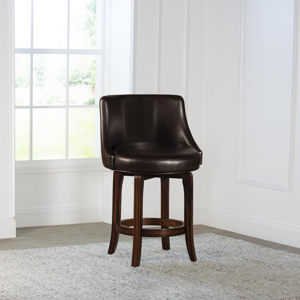 Napa Valley Wood Counter Height Swivel Stool, Dark Brown Cherry. Picture 2