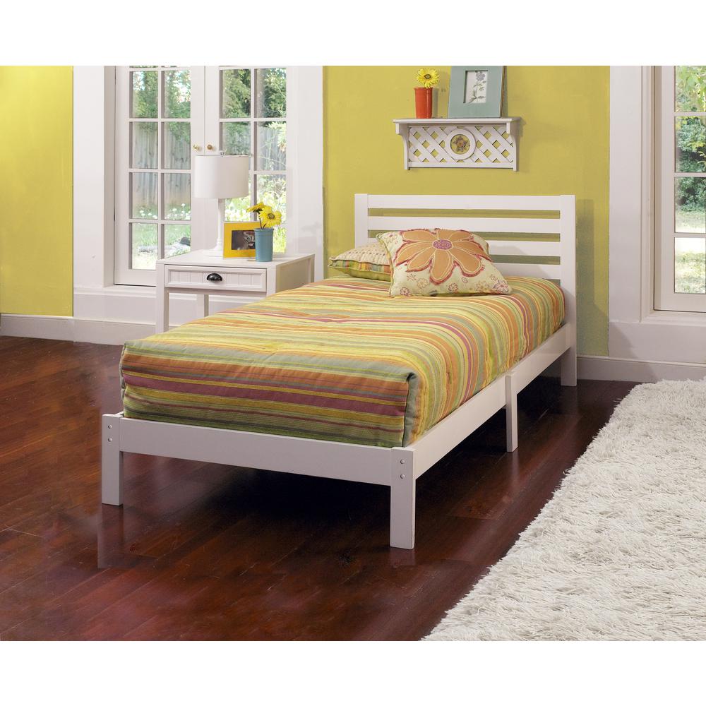 Aiden Wood Twin Bed, White. Picture 4
