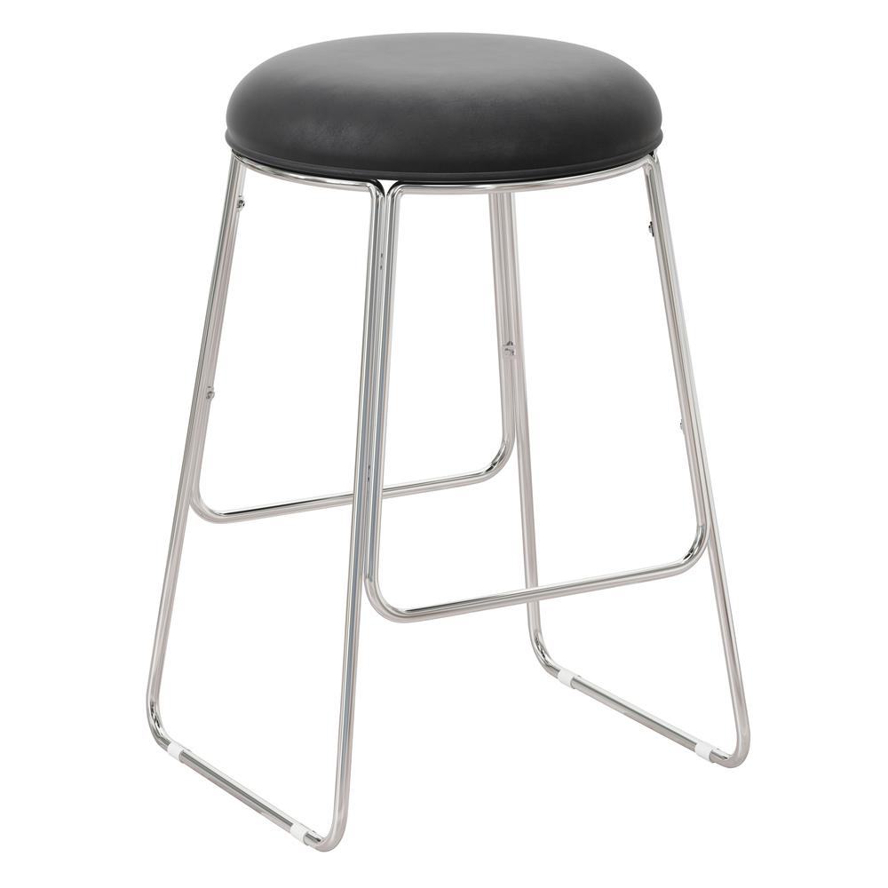 Southlake Backless Metal Counter Height Stool, Chrome with Black Vinyl. Picture 1