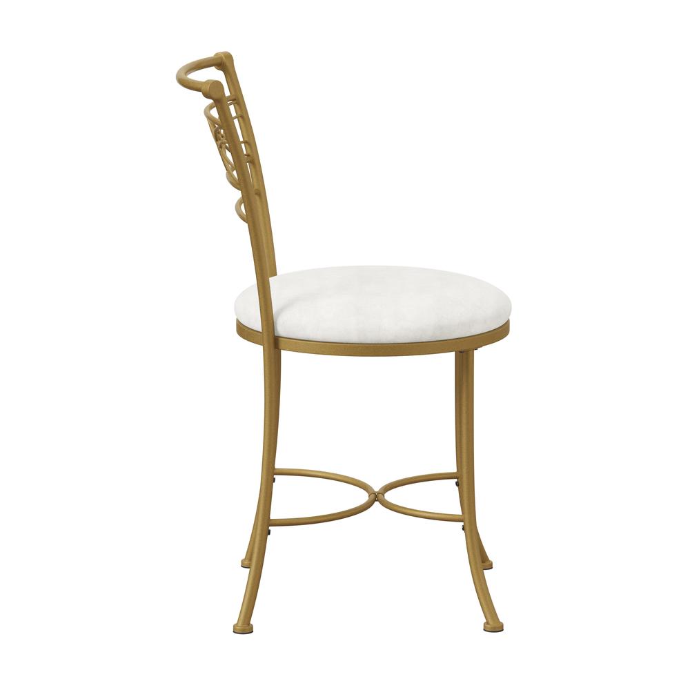 Dutton Metal Vanity Stool with Center Diamond Design, Gold. Picture 3