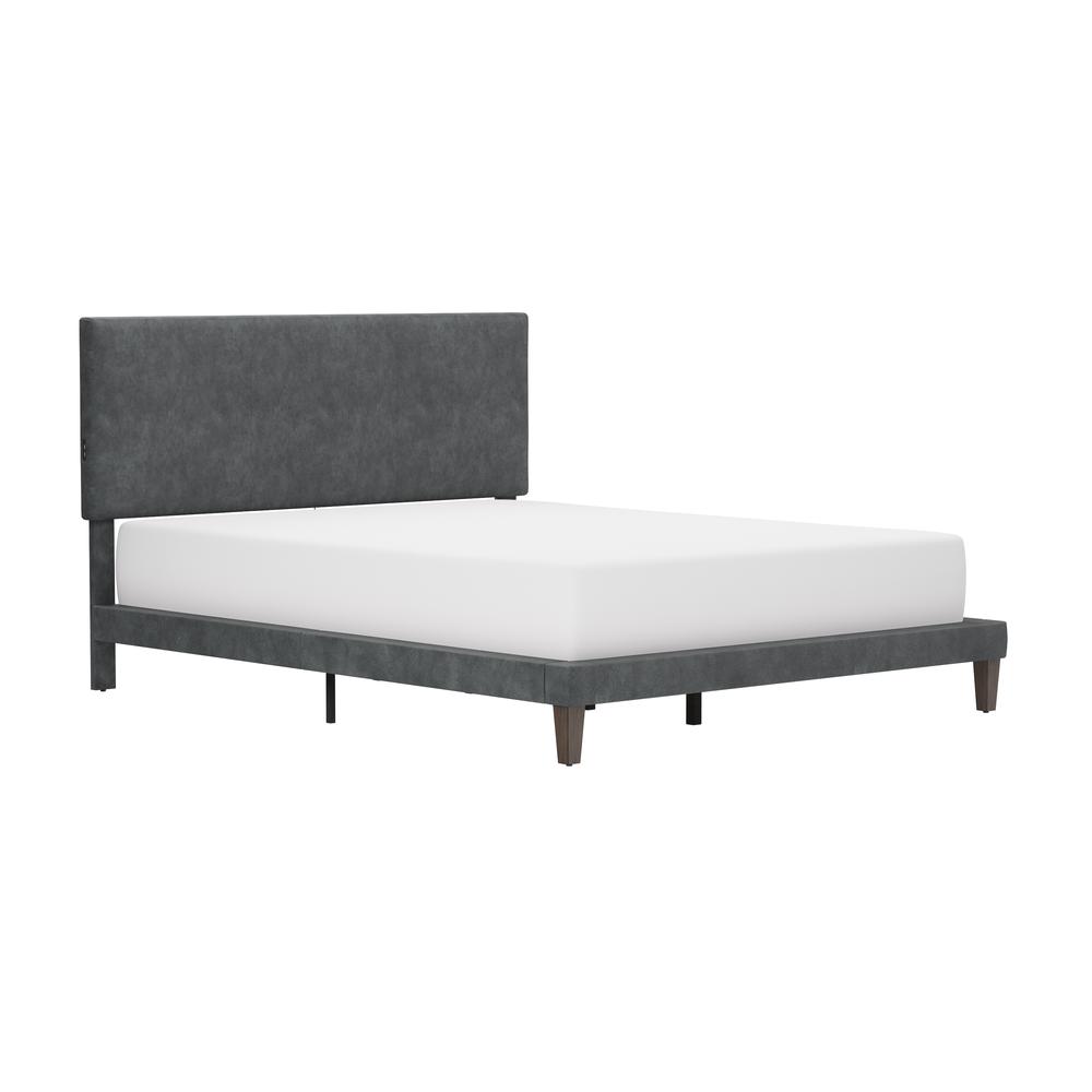 Muellen Upholstered Platform Queen Bed with 2 Dual USB Ports. Picture 1