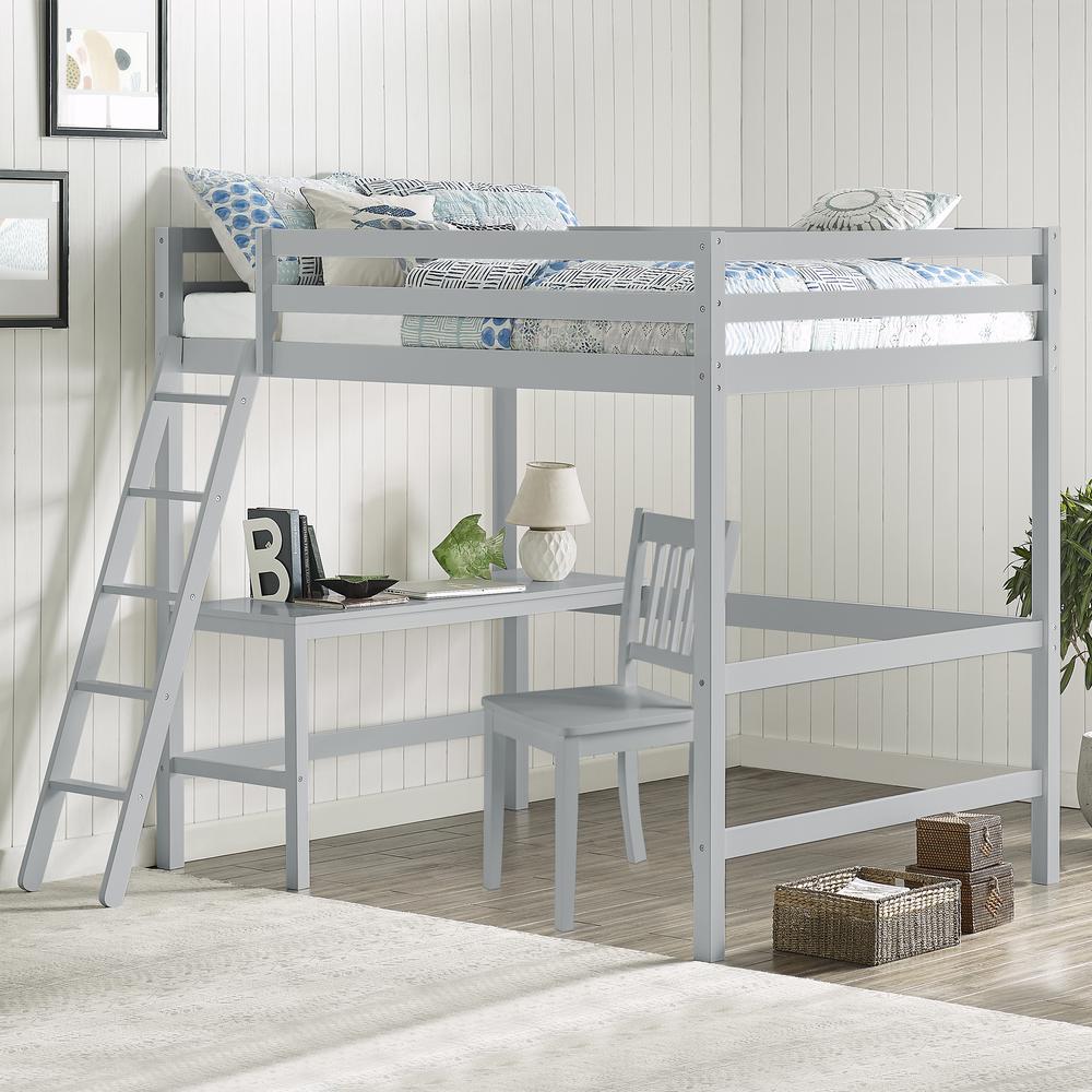 Hillsdale Kids and Teen Caspian Full Loft Bed with Desk Chair, Gray. Picture 2