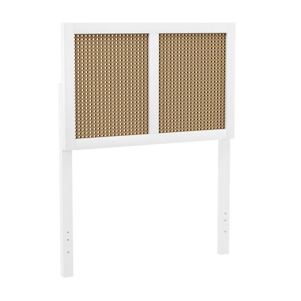 Serena Wood and Cane Panel Twin Headboard, White. Picture 1