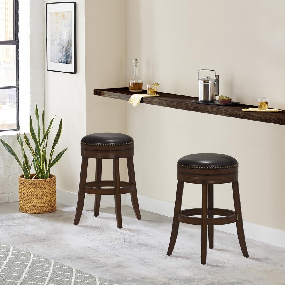 Hillsdale Furniture Tillman Wood Backless Bar Height Swivel Stool, Brown Cherry. Picture 2