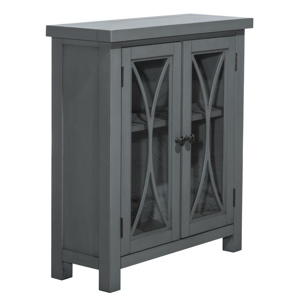 Wood 2 Door Console Cabinet, Robin Egg Blue. Picture 1