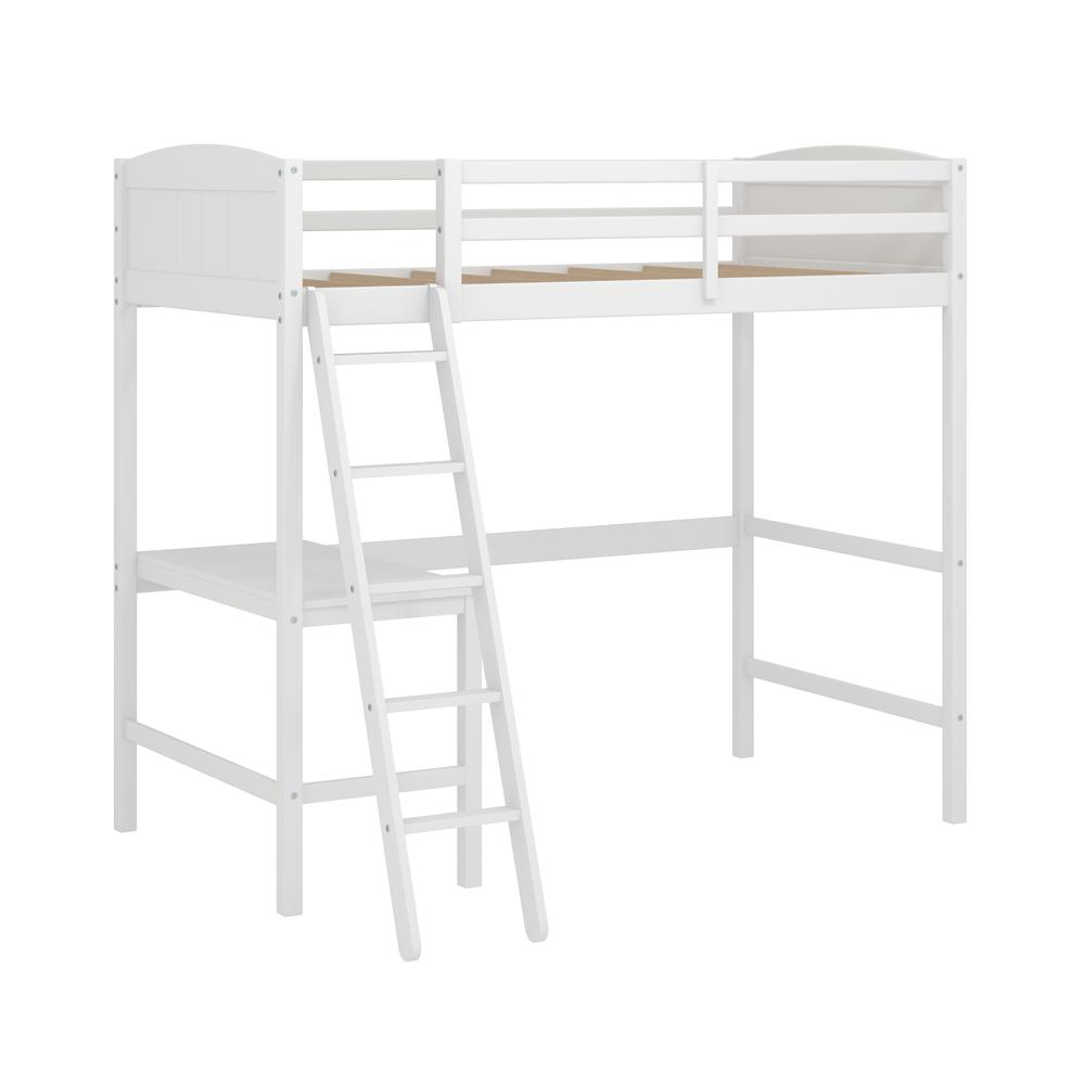 Alexis Wood Arch Twin Loft Bed with Desk, White. Picture 6