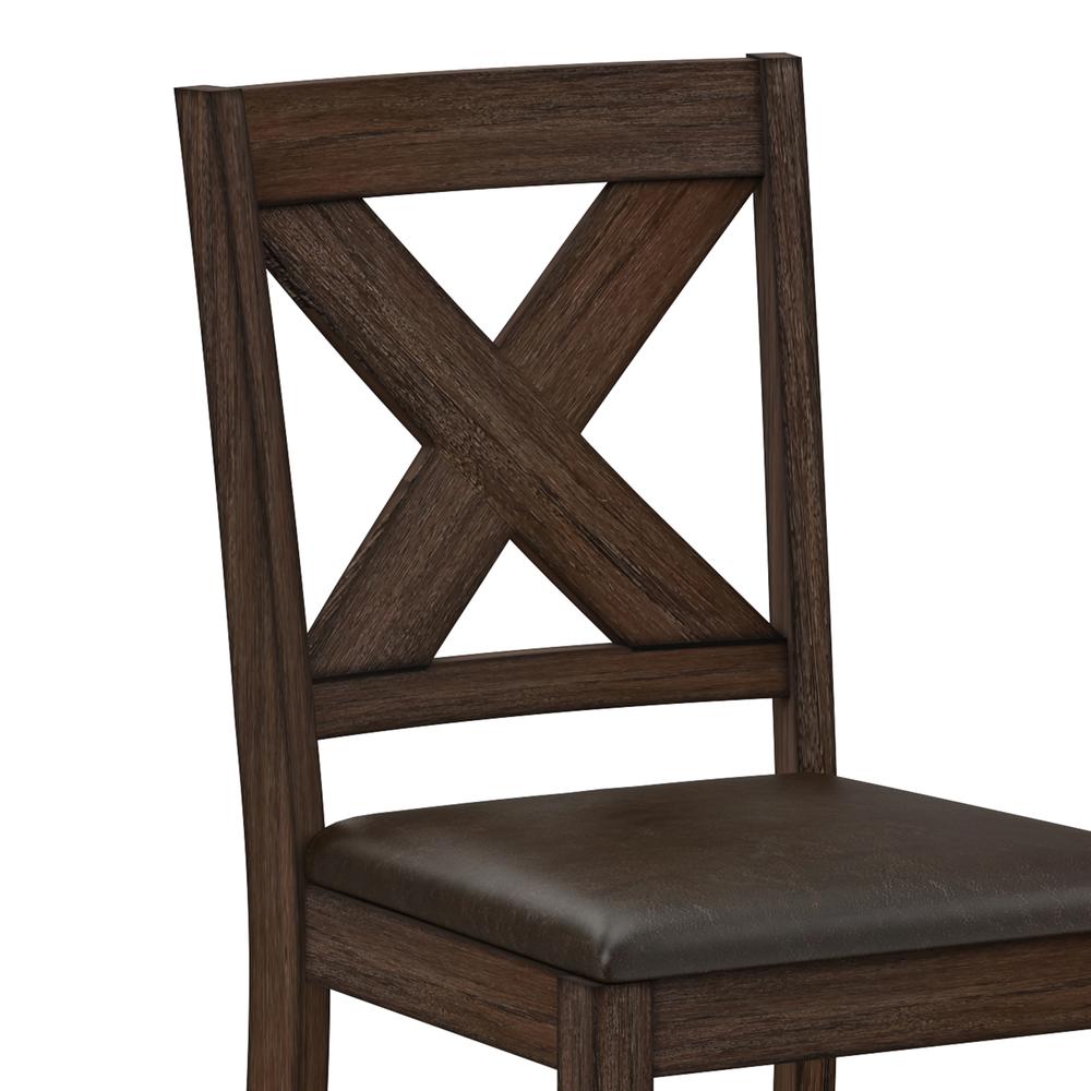 Spencer Wood X-Back Dining Chair, Set of 2, Dark Espresso Wire Brush. Picture 8