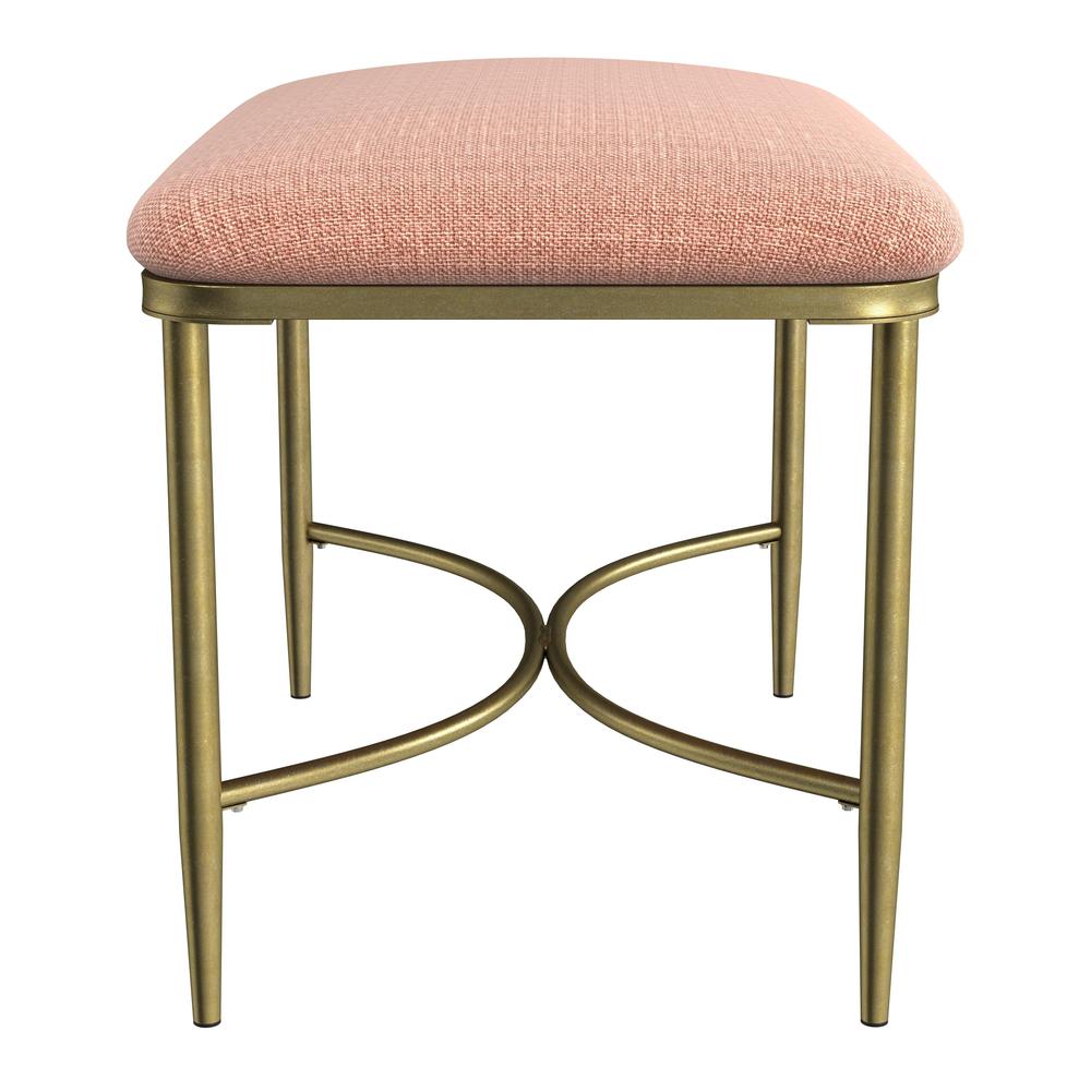 Wimberly Modern Backless Metal Vanity Stool, Gold with Coral Fabric. Picture 3