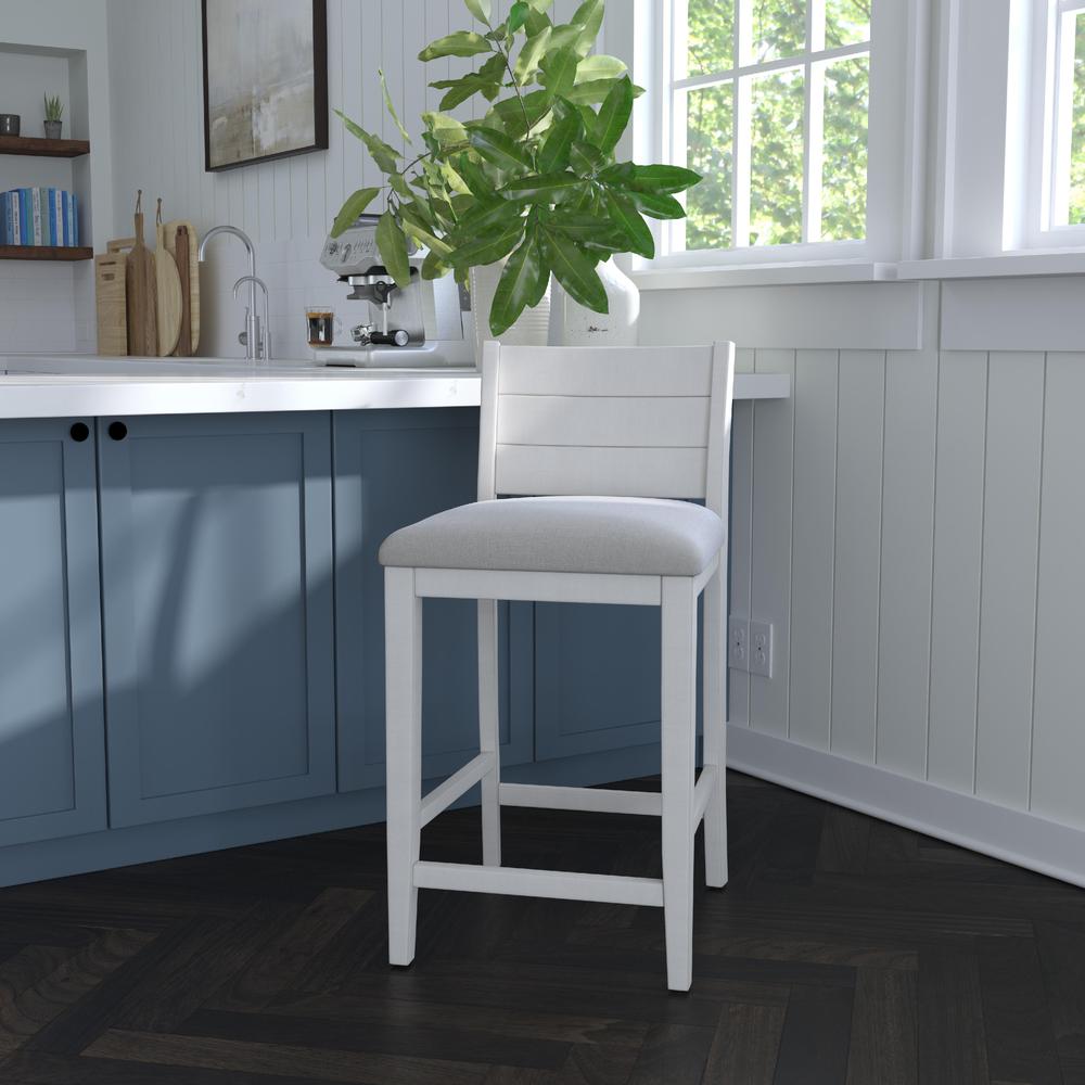 Fowler Wood Counter Height Stool, Sea White. Picture 2