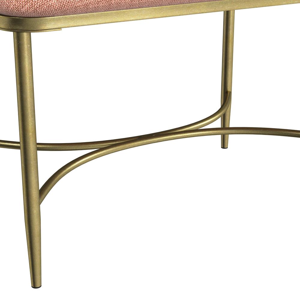 Wimberly Modern Backless Metal Vanity Stool, Gold with Coral Fabric. Picture 8