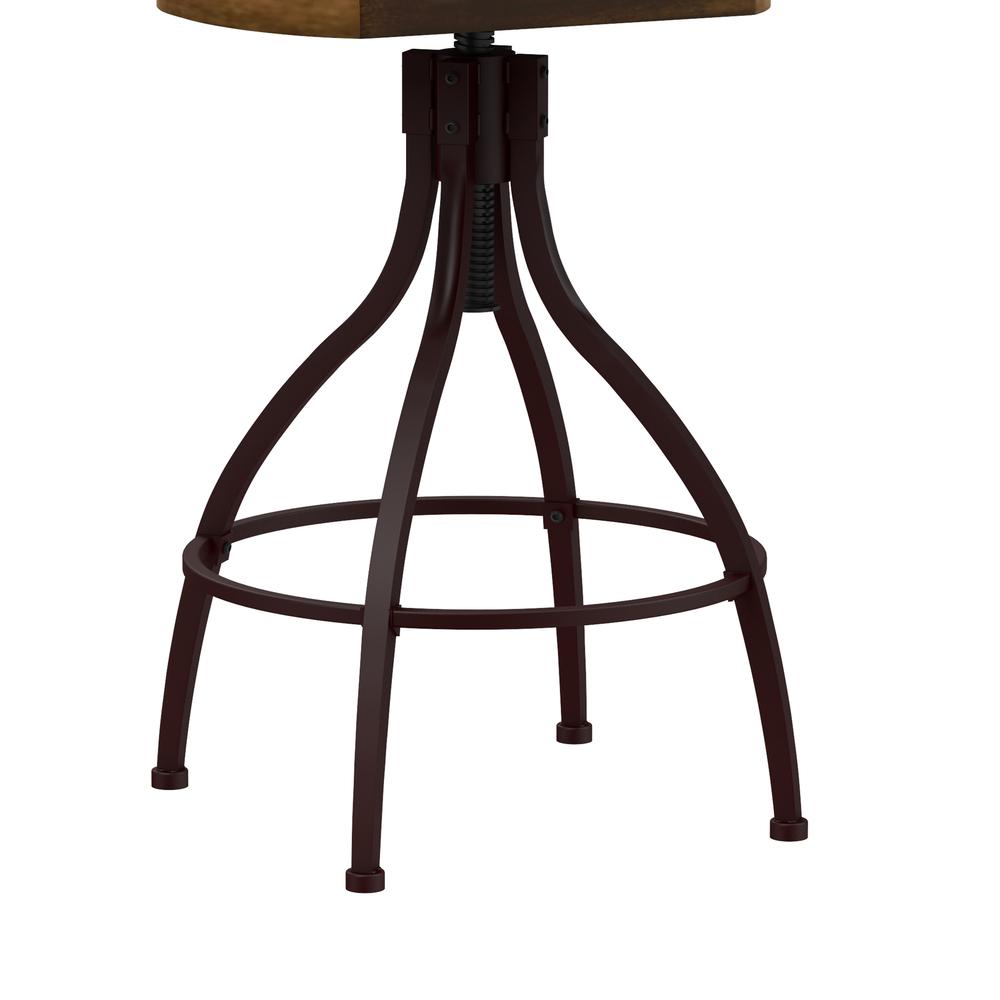 Worland Metal Adjustable Height Stool with Back, Brown Metal. Picture 10
