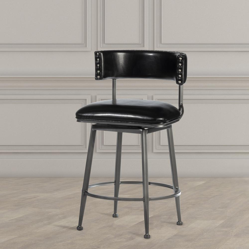 Kinsella Commercial Grade Metal Counter Height Swivel Stool, Charcoal. Picture 2