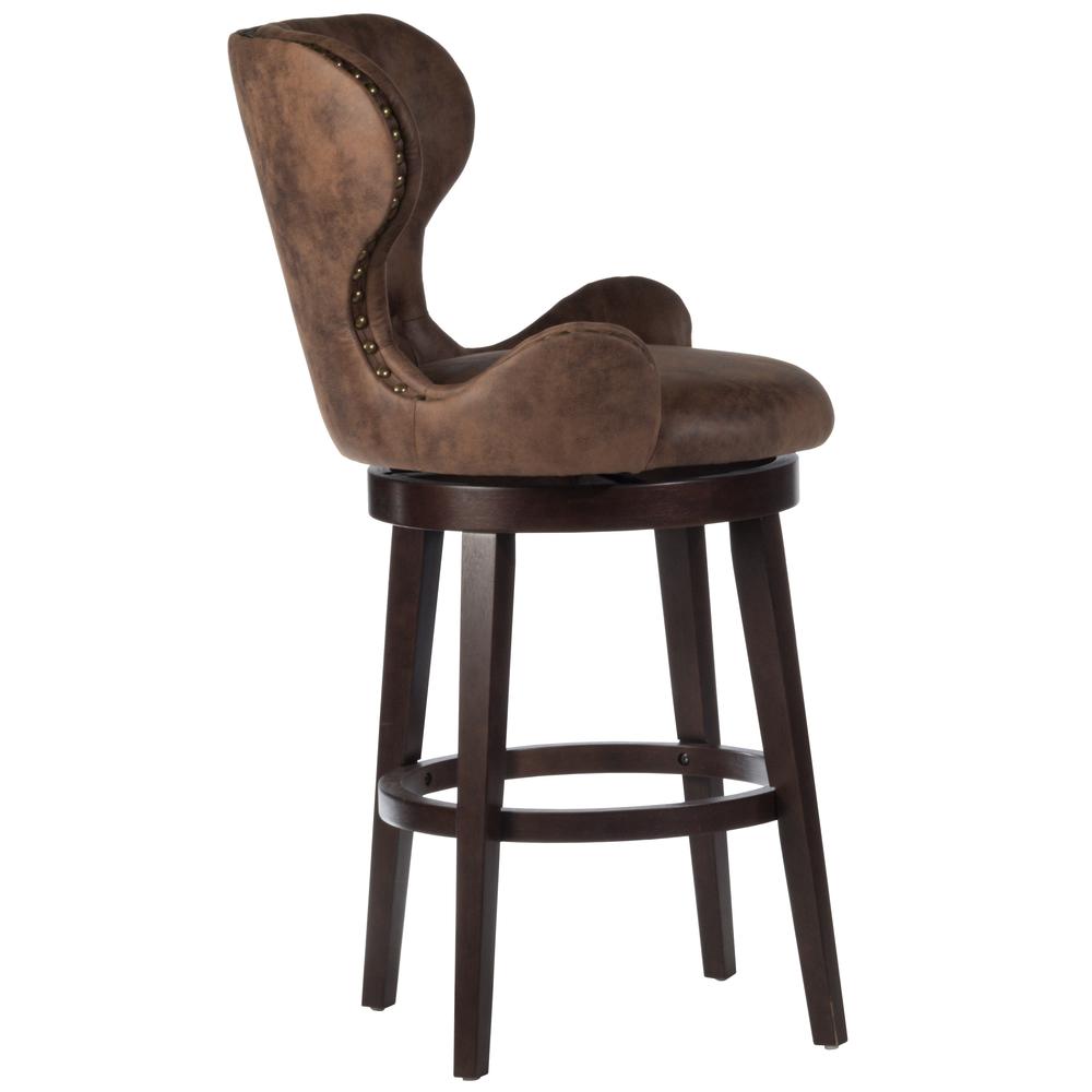 Mid-City Upholstered Wood Swivel Counter Height Stool, Chocolate. Picture 2
