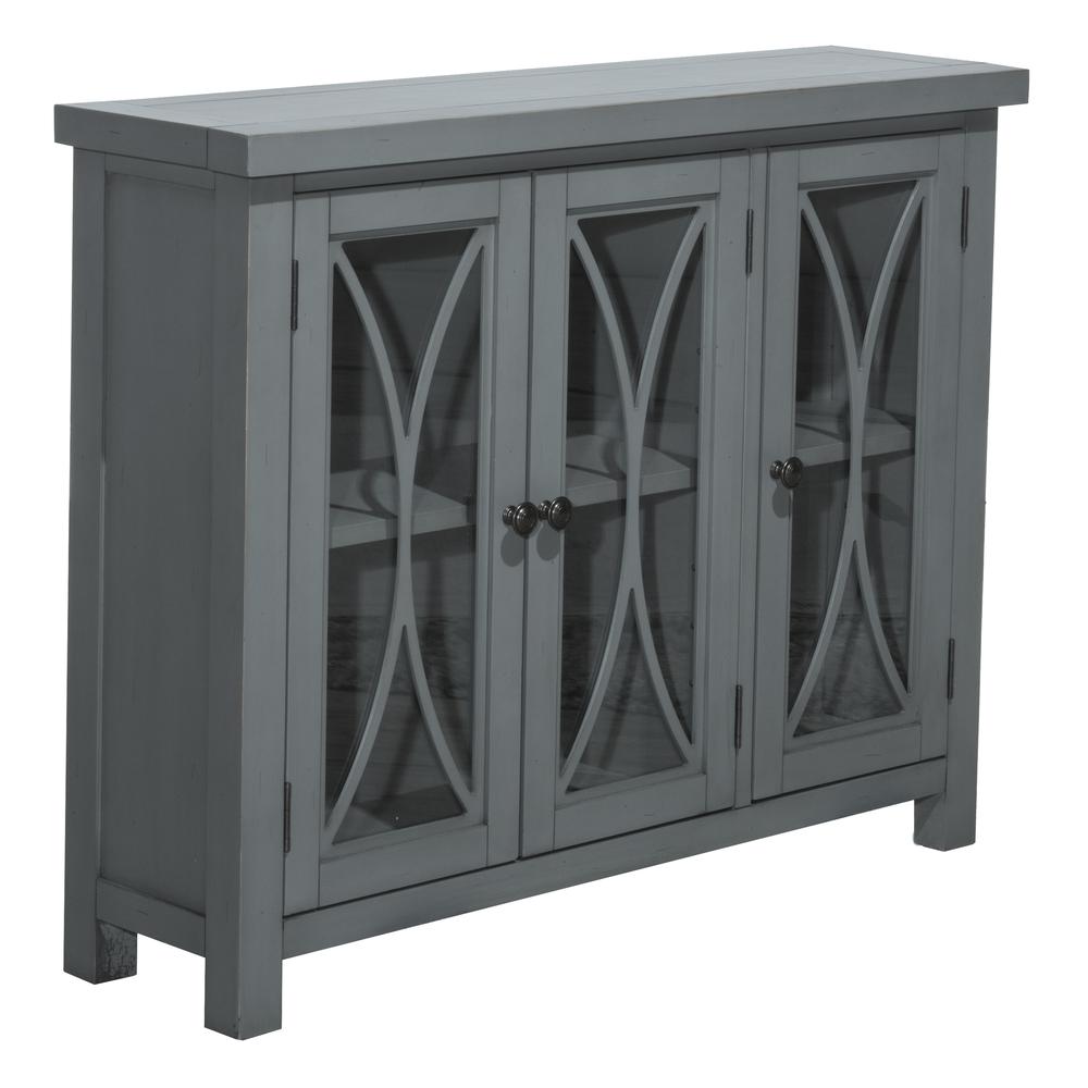 Wood 3 Door Console Cabinet, Robin Egg Blue. Picture 1
