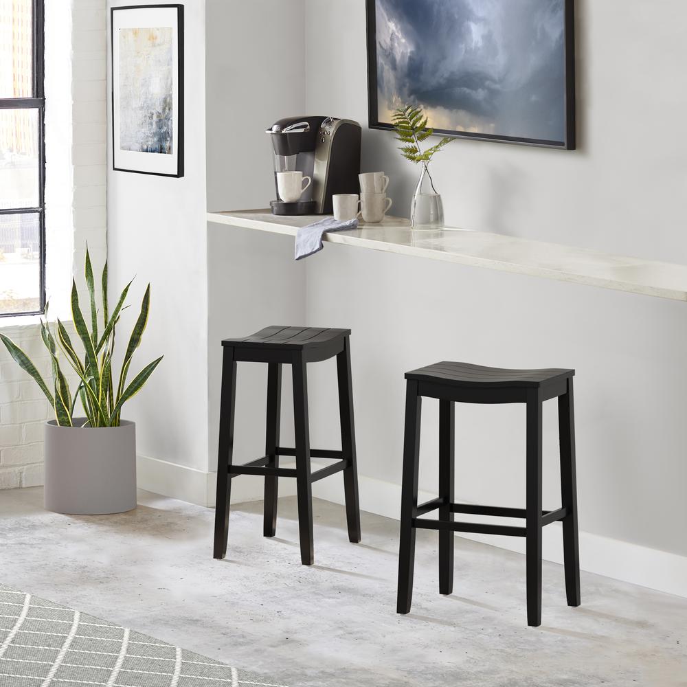 Fiddler Wood Backless Bar Height Stool, Black. Picture 2