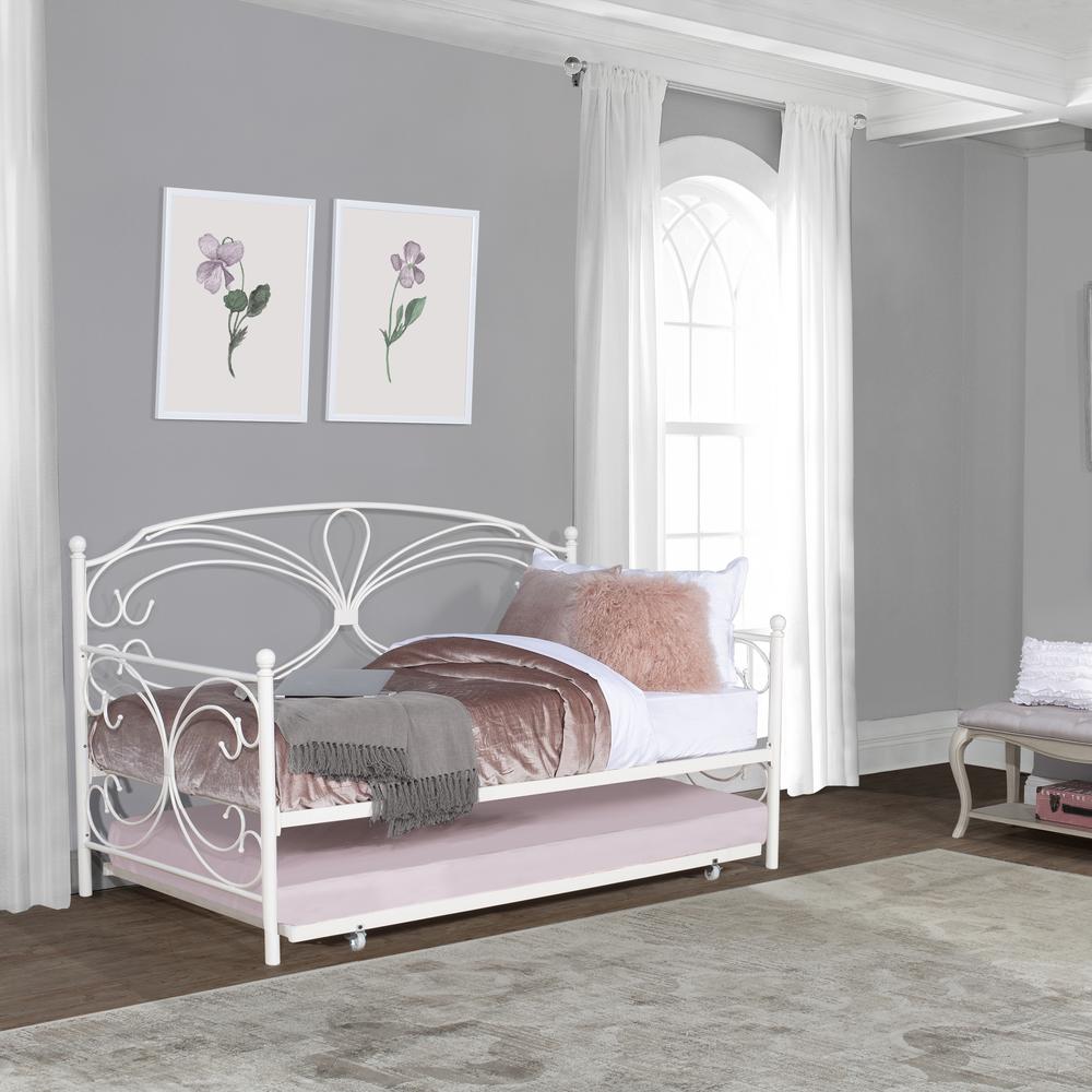 Metal Twin Daybed with Trundle, White. Picture 2