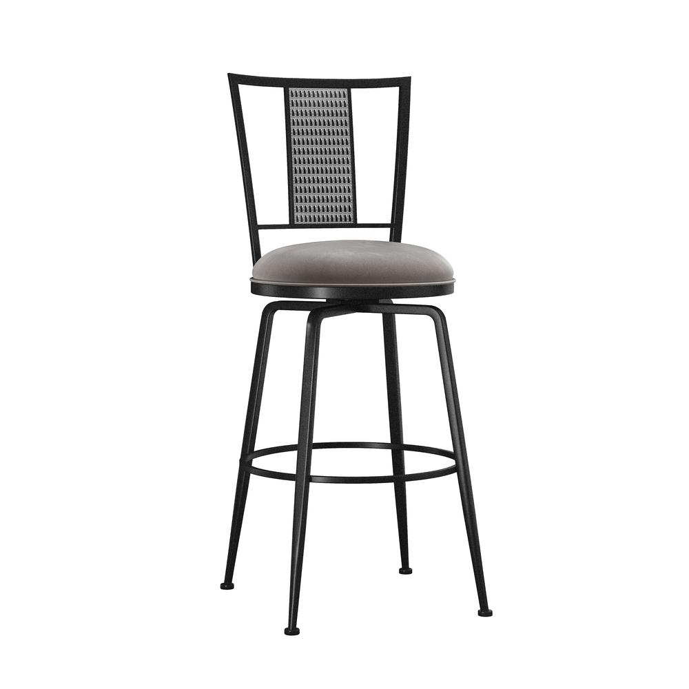 Queensridge Metal Swivel Bar Height Stool, Black with Silver. Picture 1