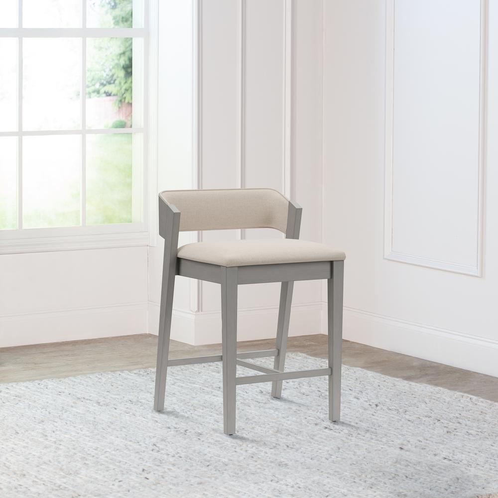 Dresden Wood Counter Height Stool, Distressed Gray. Picture 11