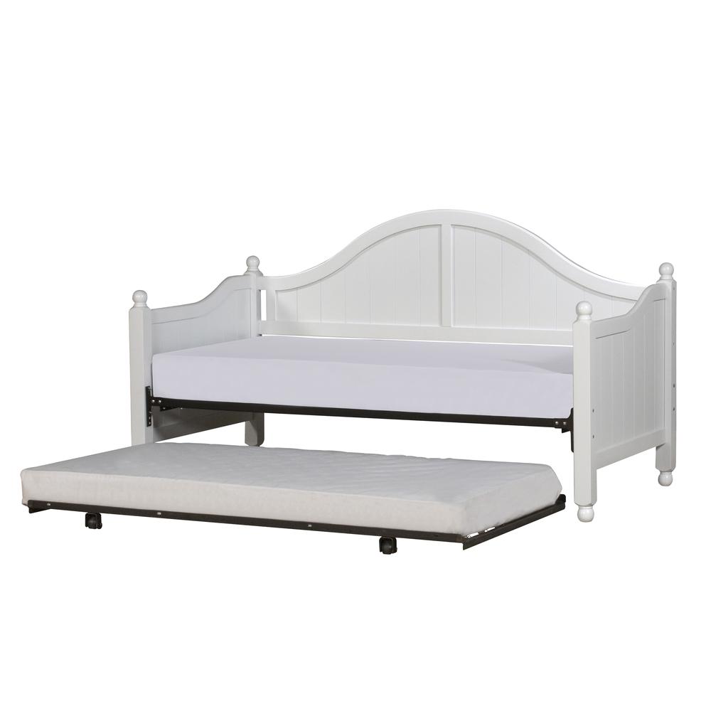 Wood Twin Daybed with Roll Out Trundle, White. The main picture.