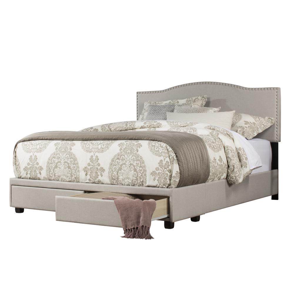 Kiley King Upholstered Adjustable Storage Bed, Fog. Picture 1