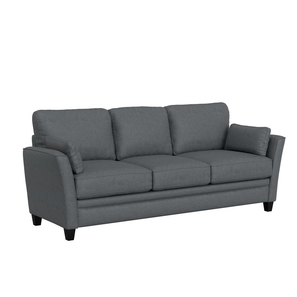Living Essentials by Hillsdale Grant River Upholstered Sofa with 2 Pillows, Gray. Picture 1