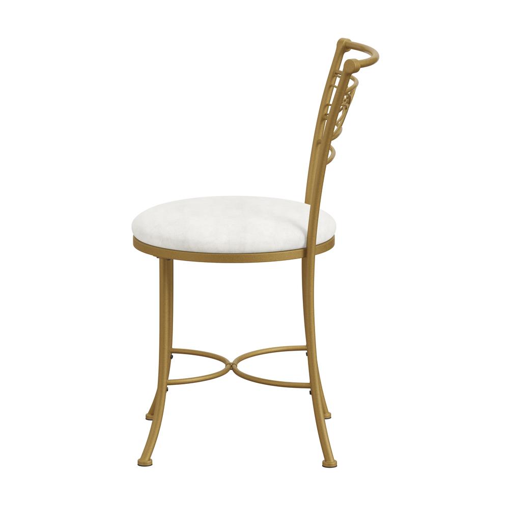 Dutton Metal Vanity Stool with Center Diamond Design, Gold. Picture 5