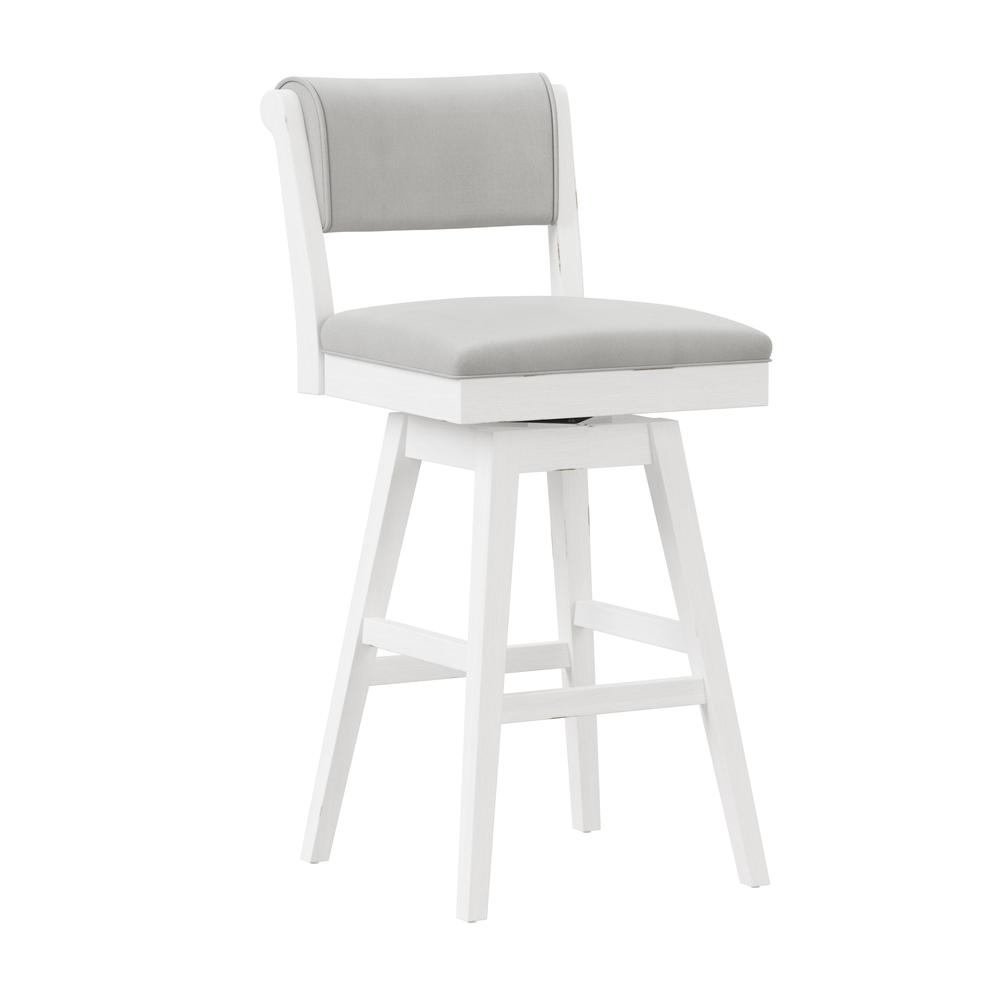 Clarion Wood and Upholstered Bar Height Swivel Stool, Sea White. Picture 1